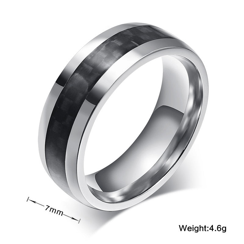 Vnox fashion men ring carbon fiber