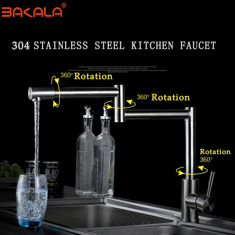 BAKALA Stainless Steel Folding Kitchen Faucet